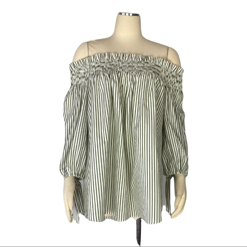 Caroline Constas striped off the shoulder top
